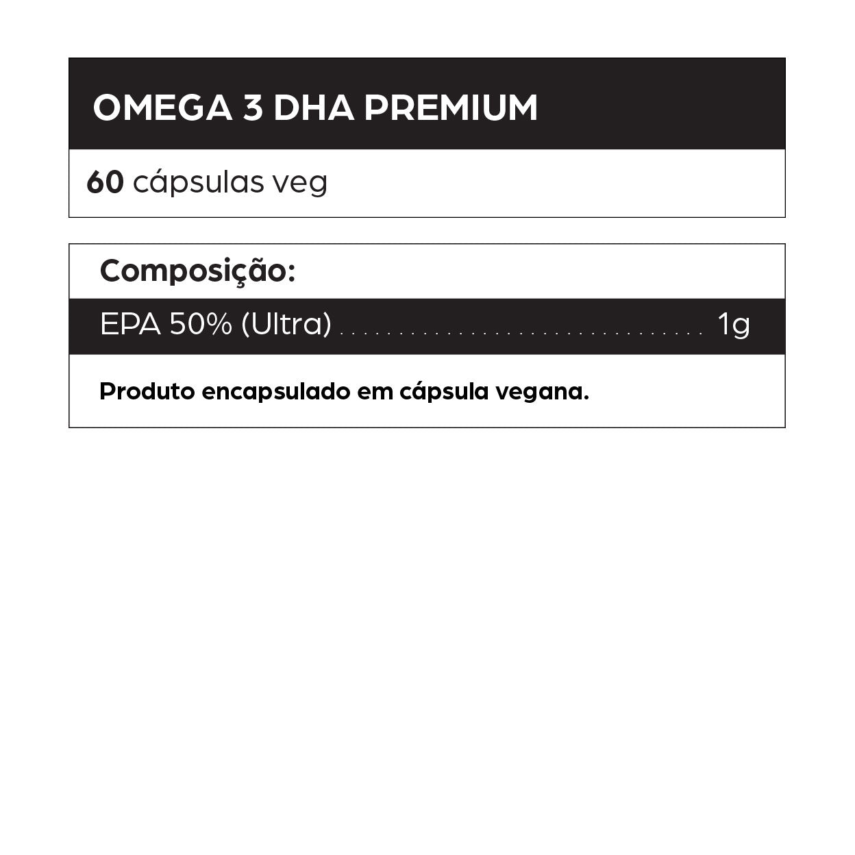 Suplemento Omega 3 DHA Premium DNTRO com 60 cápsulas veganas. Contém EPA 50% Ultra 1g, indicado para saúde cardiovascular, melhora da função cerebral, redução de inflamações e apoio às articulações. Suplemento natural para memória, concentração, proteção do coração e bem-estar geral.