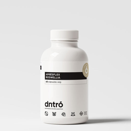 Frasco do suplemento AprèsFlex Boswellia DNTRO com 60 cápsulas veganas — suplemento natural com extrato de boswellia para inflamação e saúde das articulações.
