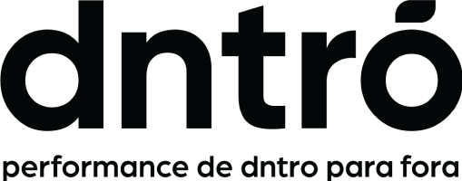 Logo da marca DNTRO com o slogan 'performance de dentro para fora'